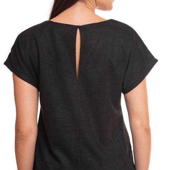 Vecceli Italy Faux Suede Luxe Fashion T-Shirt - Picture 3 of 4